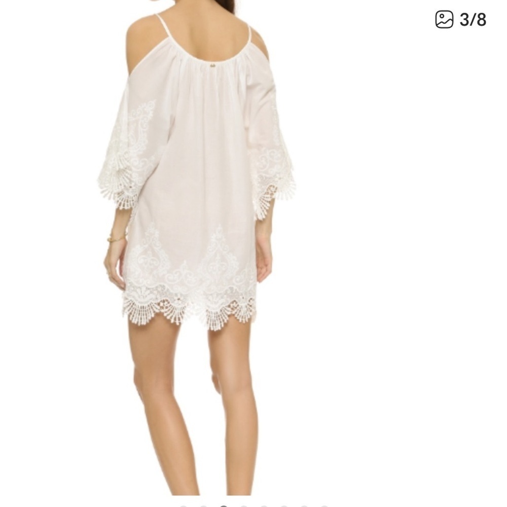 PilyQ Barcelona Serena Lily White Lace Off The Shoulder Swimsuit Cover Up Medium - Picture 10 of 10